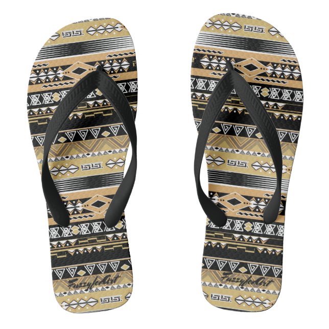 Ethnic , tribal, ornament flip flops (Footbed)