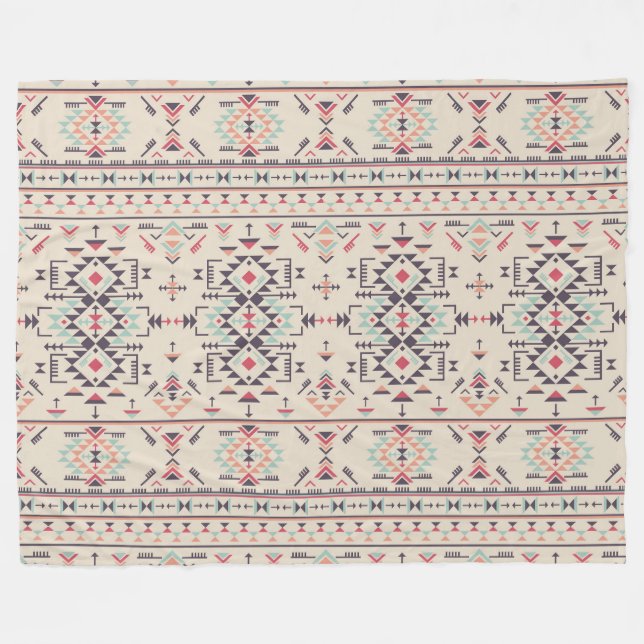 Ethnic Tribal Pattern Fleece Blanket (Front (Horizontal))