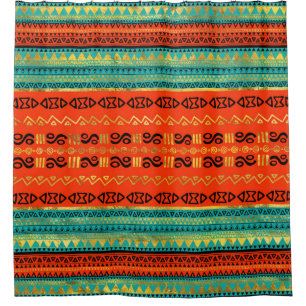 Ethnic Tribal Pattern Gold Orange and Teal