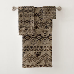 Ethnic Tribal Pattern on canvas Bath Towel Set