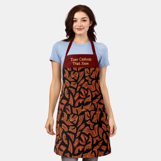 Ethnic Tribal Pattern Orange Brown Black Apron (Worn)