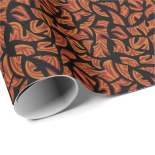 Ethnic Tribal Pattern Orange Brown Black Wrapping Paper