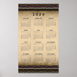 Ethnic Tribal Stripes 2026 Wall Calendar Poster