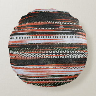 Ethnic tribal stripes: rug design. round pillow