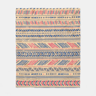 Ethnic tribal vintage seamless pattern fleece blanket