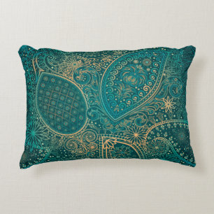Ethnic turquoise Accent Pillow