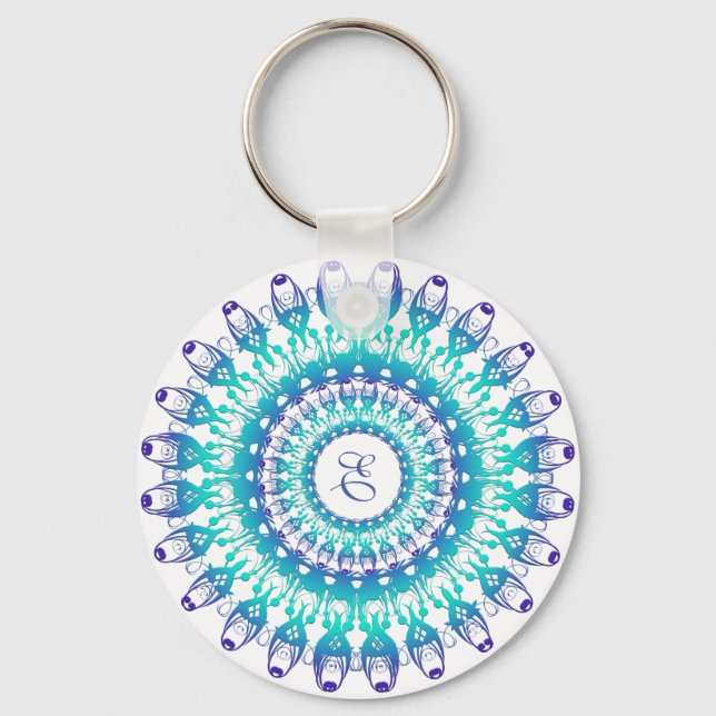 Ethnic turquoise Mandala Keychain (Front)