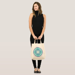 Ethnic Turquoise Mandala. Monogram. Tote Bag