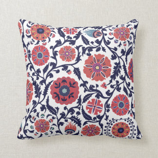 Ethnic Uzbek Suzani Middle Eastern pattern Throw P Throw Pillow