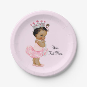 Ethnic Vintage Princess Ballerina Baby Shower Paper Plate
