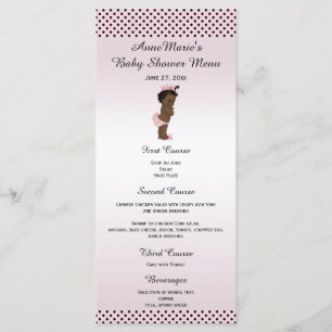 Ethnic Vintage Princess Polka Dot Baby Shower Menu