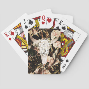 Ethnic watercolor: retro floral background. playing cards