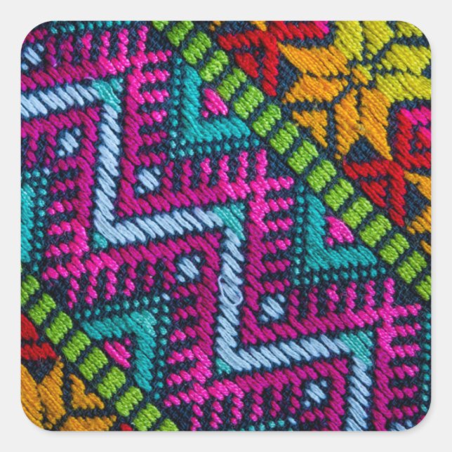 Ethnic Woven Threads Square Sticker (Front)