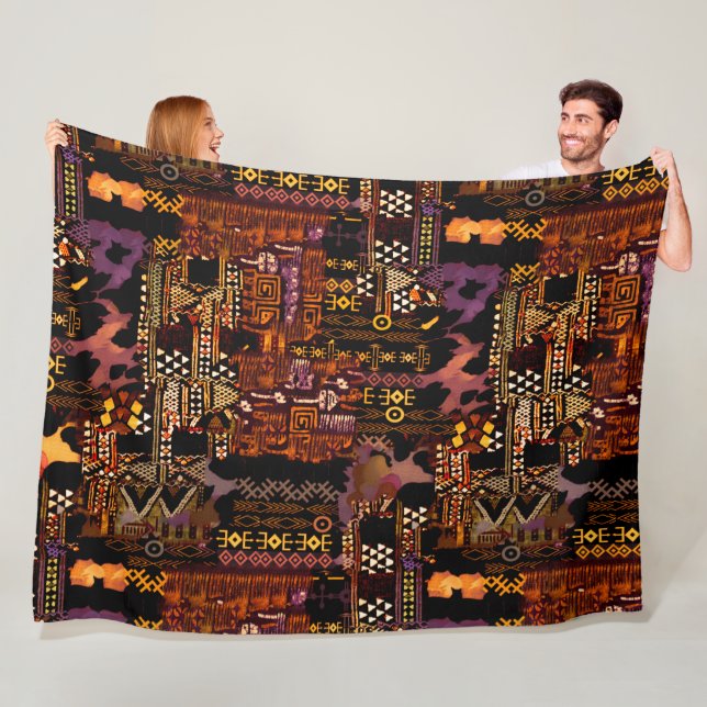 Ethno-jazz Fleece Blanket, Large Blanket (In Situ)