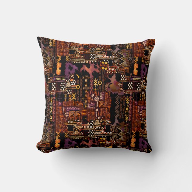 Ethno-jazz Throw Pillow 16" x 16" (Front)