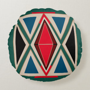 Ethno-Kissen mit geometrischem Muster Round Pillow