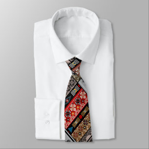 Ethno pattern patchwork quilt tie
