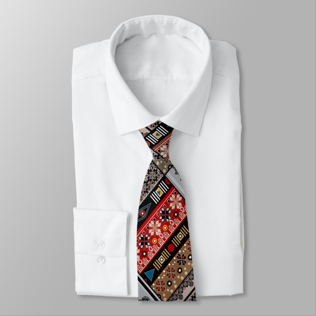 Ethno pattern patchwork quilt  tie (Tied)