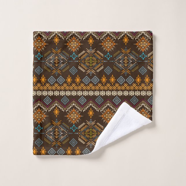 Ethno seamless pattern. Ethnic boho ornament. Trib Wash Cloth (Wash Cloth)