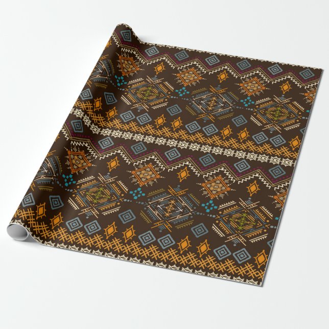 Ethno seamless pattern. Ethnic boho ornament. Trib Wrapping Paper (Unrolled)