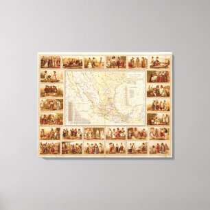 Ethnographic Chart of Mexico Canvas Print