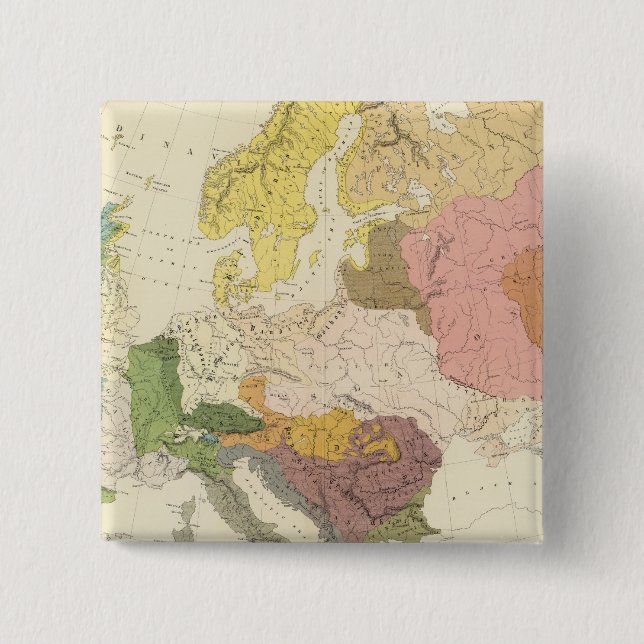 Ethnographic, Europe 2 Inch Square Button (Front)