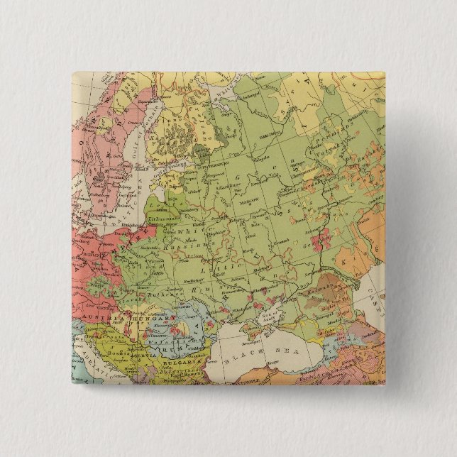 Ethnographic Europe 2 Inch Square Button (Front)
