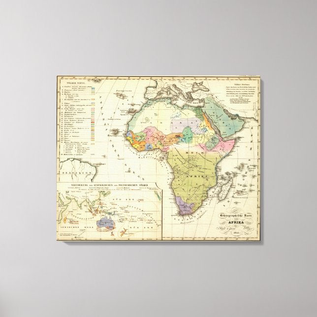 Ethnographic Map of Africa Canvas Print (Front)