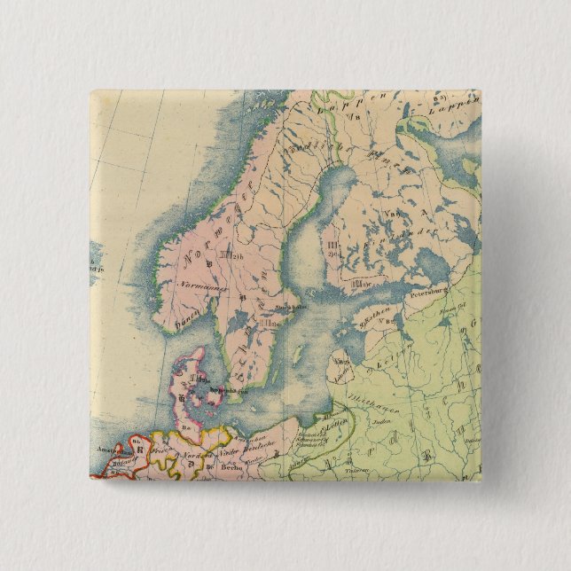 Ethnographic map of Europe 2 Inch Square Button (Front)