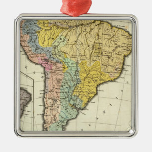 Ethnographic Map of South America Metal Ornament