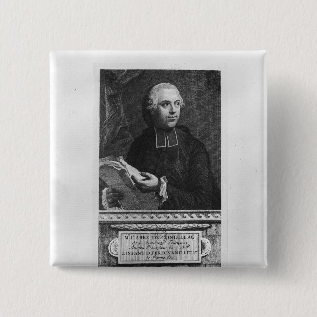 Etienne Bonnot de Condillac 2 Inch Square Button (Front)