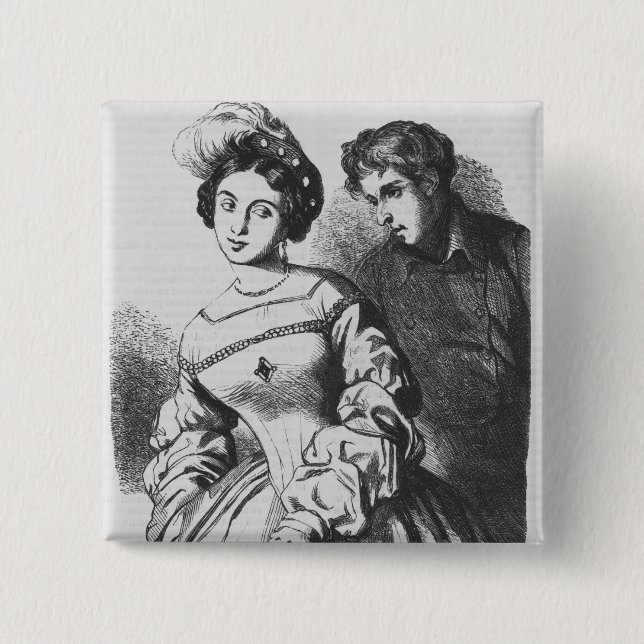 Etienne Lousteau speaking to an actress 2 Inch Square Button (Front)
