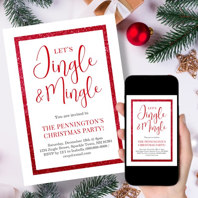 Étincelle rouge et blanche | Invitation à la fête  (Créateur téléchargé)