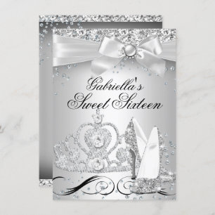 Étincelle Tiara Talons Silver Sweet 16 Invitation