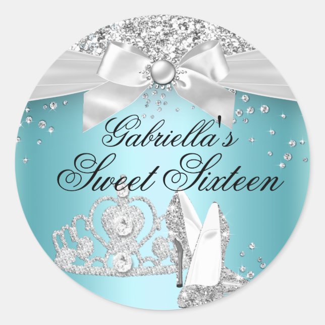 Étincelle Tiara Talons Turquoise Sweet 16 Sticker (Devant)