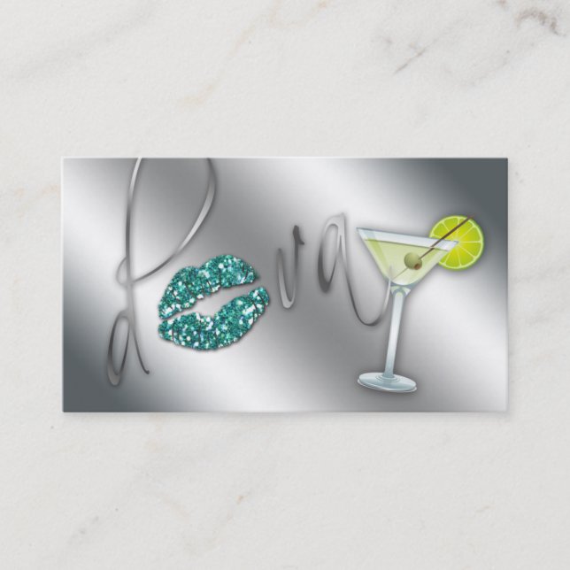 Étincelle turquoise Martini de diva de carte de (Devant)