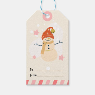 Etiqueta de Regalo con Muñeco de Nieve y Estrellas Gift Tags