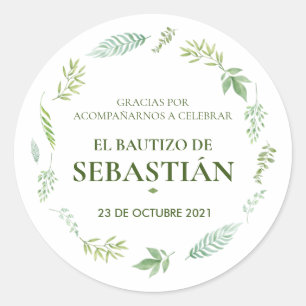Etiquetas de agradecimiento para bautizo classic round sticker