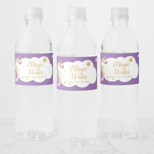 Etiquetas para botellas de agua cumpleaños unicorn water bottle label
