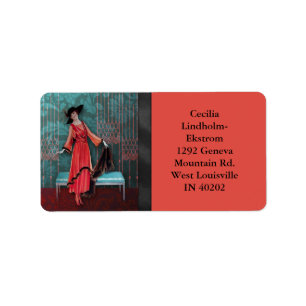 Étiquette 1913 LUXE : MODE VINTAGE en rouge et turquoise