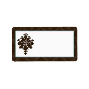 Étiquette 1,25 po x 2,75 po Adresse postale Brown Damask