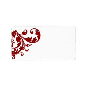 Étiquette 1,25 po x 2,75 po Adresse postale Crimson Red Flor
