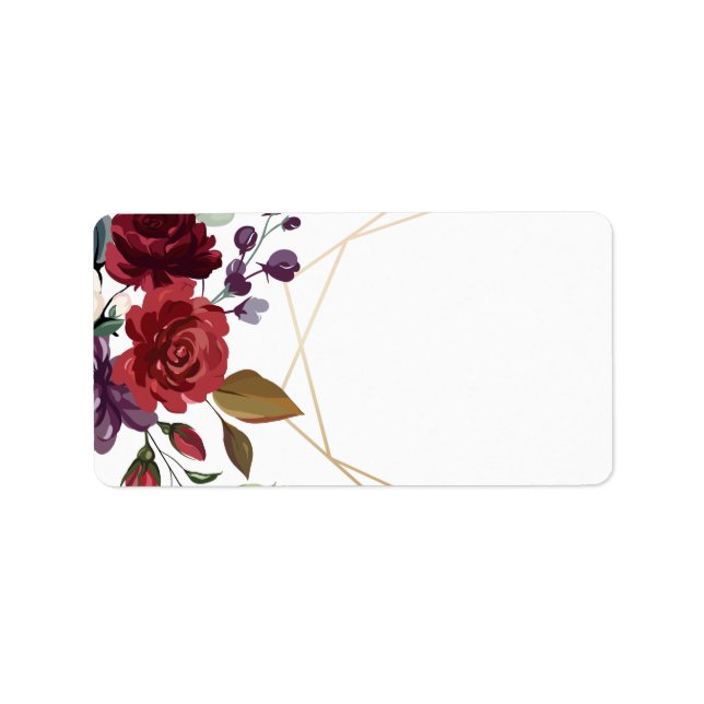 Étiquette 1,25 po x 2,75 po Adresse postale White Roses Gold (Devant)