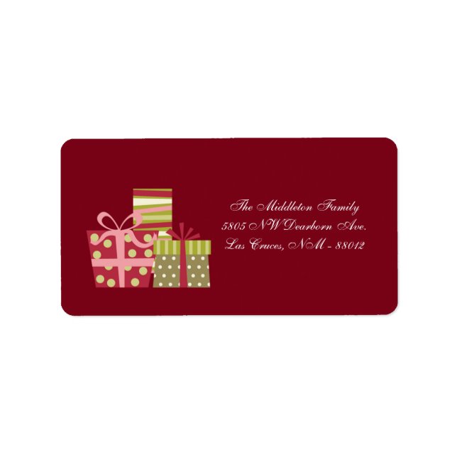 Étiquette 1,25 po x 2,75 po Red XMAS présente l'adresse post (Devant)