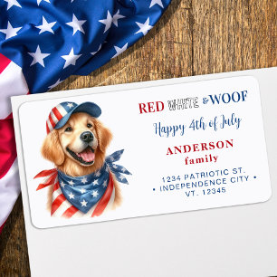 Étiquette 4 juillet retour du chien patriotique mignon