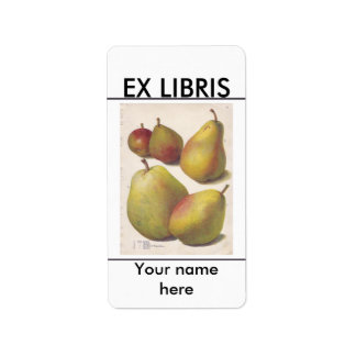 Étiquette 5 poires vintages plaque illustrée