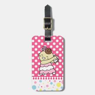 Étiquette À Bagage ネームタグ　表にカスタネッ子　（裏はパリ子 or カードケース）　白