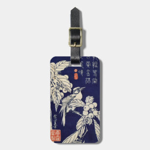 Étiquette À Bagage 枇 杷 に 鳥, 広 Oiseau et Loquat, Hiroshige, Ukiyo-e,