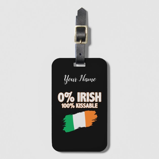 Étiquette À Bagage 0% Irlandais 100% Kissable (Devant Vertical)