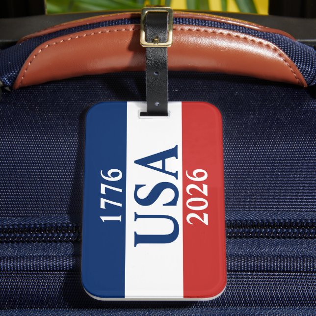 Étiquette À Bagage 1776 USA 2026 Red White and Blue Patriotic (Insitu Rectoal 2)